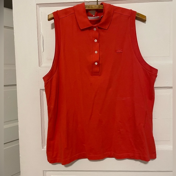 LACOSTE RED SLEEVELESS TOP - Picture 1 of 4
